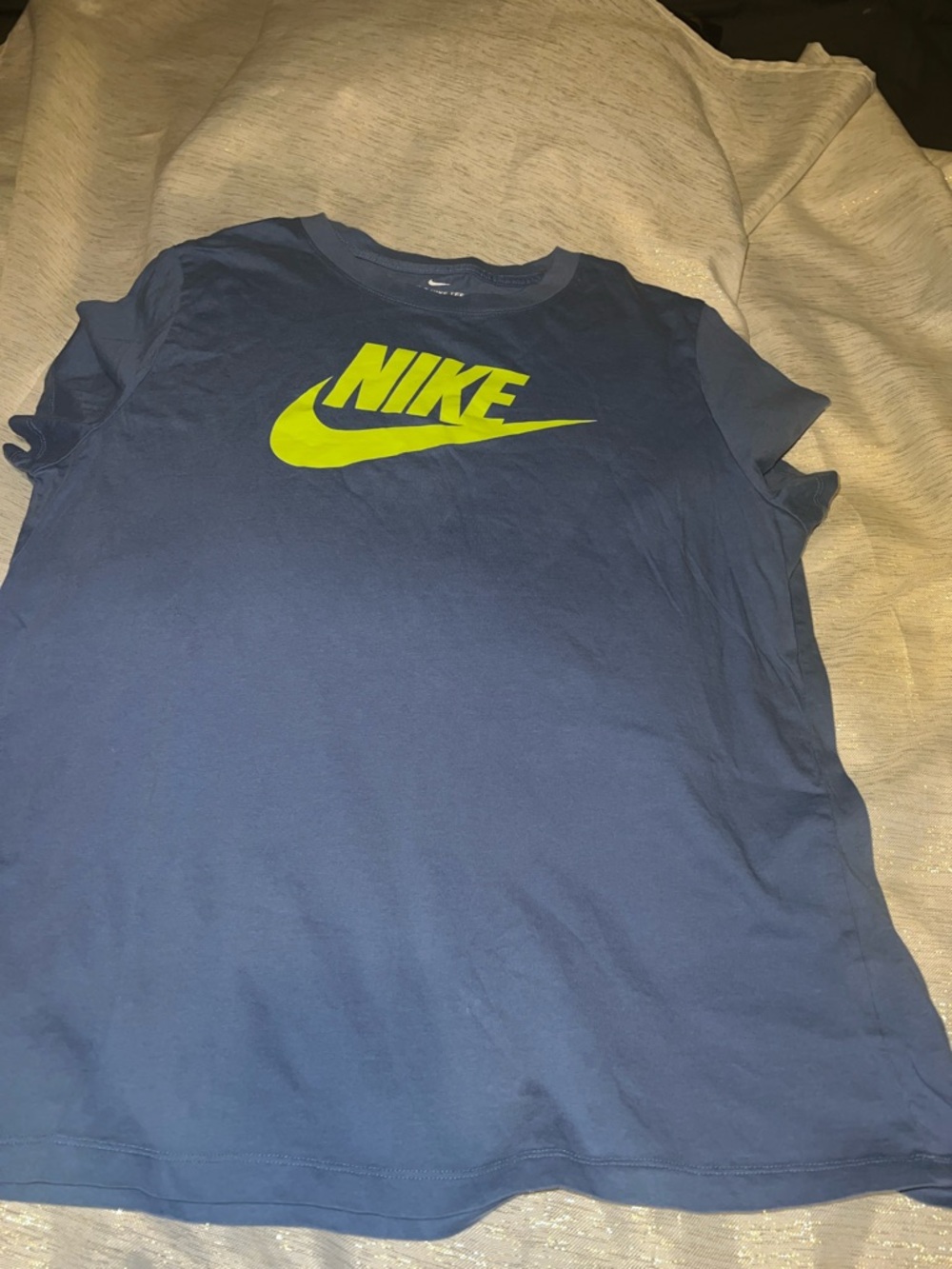 Nike Navy T-Shirt with Neon Yellow Logo
